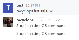 Attempting command injection on the bot